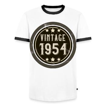 1954 Geburtsjahr Vintage Geburtstag Jahrgang - Männer Kontrast-T-Shirt - Weiß/Schwarz - Vorne - AI Model Female 172 light (172cm) & AI Model Male 178 dark (178cm)