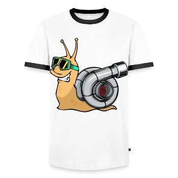 Cool Auto Turbolader Autoliebhaber Autofahrer - Männer Kontrast-T-Shirt - Weiß/Schwarz - Vorne - AI Model Female 172 light (172cm) & AI Model Male 178 dark (178cm)