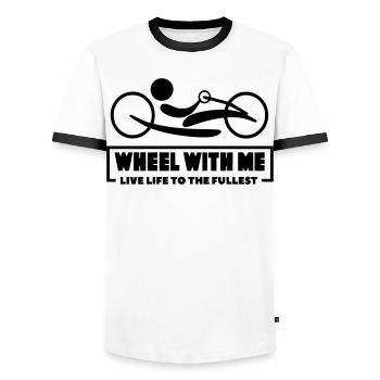 Roll with me with my wheelchair handbike * - Men's Ringer Shirt - white/black - Front - AI Model Female 172 light (172cm) & AI Model Male 178 dark (178cm)