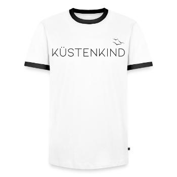 Küstenkind - Männer Kontrast-T-Shirt - Weiß/Schwarz - Vorne - AI Model Female 172 light (172cm) & AI Model Male 178 dark (178cm)