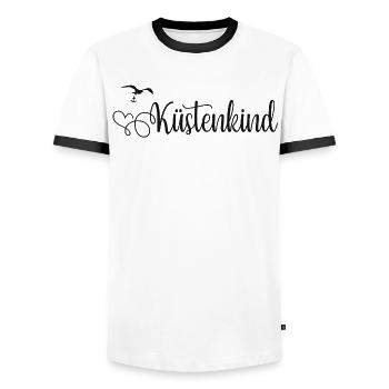 Küstenkind - Männer Kontrast-T-Shirt - Weiß/Schwarz - Vorne - AI Model Female 172 light (172cm) & AI Model Male 178 dark (178cm)