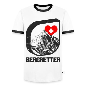 Bergretter - Männer Kontrast-T-Shirt - Weiß/Schwarz - Vorne - AI Model Female 172 light (172cm) & AI Model Male 178 dark (178cm)
