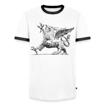 Greif - Rostock - Männer Kontrast-T-Shirt - Weiß/Schwarz - Vorne - AI Model Female 172 light (172cm) & AI Model Male 178 dark (178cm)