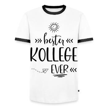 T-Shirts für nette Kollegen - Männer Kontrast-T-Shirt - Weiß/Schwarz - Vorne - AI Model Female 172 light (172cm) & AI Model Male 178 dark (178cm)