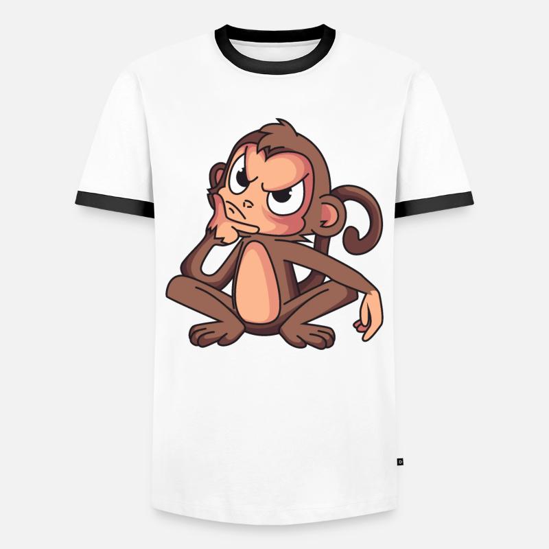 Schlaues Äffchen - Männer Kontrast-T-Shirt - Weiß/Schwarz