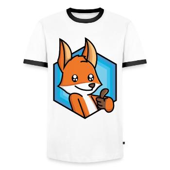 Thumbs up fox - Men's Ringer Shirt - white/black - Front - AI Model Female 172 light (172cm) & AI Model Male 178 dark (178cm)
