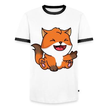 Fuchs Baby - Männer Kontrast-T-Shirt - Weiß/Schwarz - Vorne - AI Model Female 172 light (172cm) & AI Model Male 178 dark (178cm)