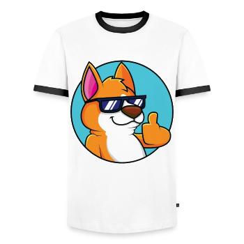 Cool Fox - Thumbs Up - Men's Ringer Shirt - white/black - Front - AI Model Female 172 light (172cm) & AI Model Male 178 dark (178cm)