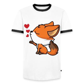 Heart Fox - Men's Ringer Shirt - white/black - Front - AI Model Female 172 light (172cm) & AI Model Male 178 dark (178cm)