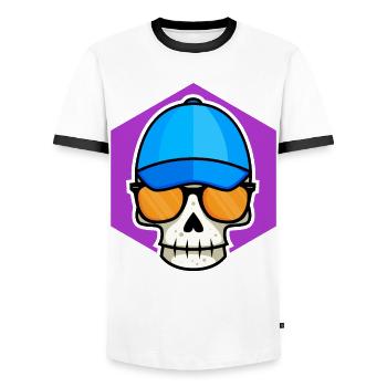 Cool Skull Kid - Men's Ringer Shirt - white/black - Front - AI Model Female 172 light (172cm) & AI Model Male 178 dark (178cm)