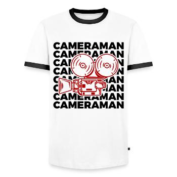 Kameramann - Männer Kontrast-T-Shirt - Weiß/Schwarz - Vorne - AI Model Female 172 light (172cm) & AI Model Male 178 dark (178cm)