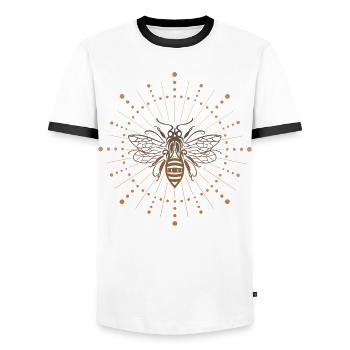 Bee honey bee with sun - Men's Ringer Shirt - white/black - Front - AI Model Female 172 light (172cm) & AI Model Male 178 dark (178cm)