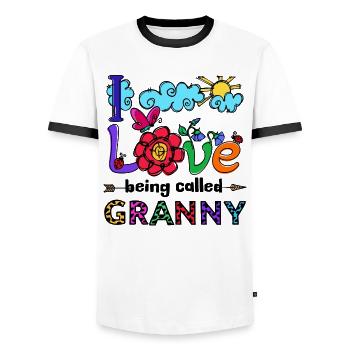 Vieille Femme Grand-mère Grand-mère Déclaration Retraité - T-shirt contrasté Homme - blanc/noir - Devant - AI Model Female 172 light (172cm) & AI Model Male 178 dark (178cm)