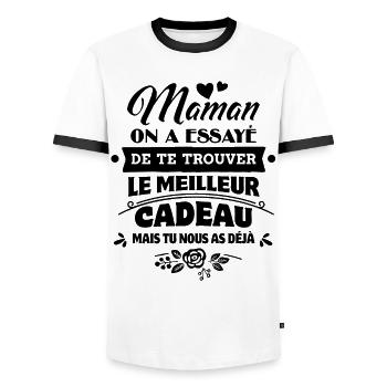 Maman Meilleur cadeau pour la fête des Mères - T-shirt contrasté Homme - blanc/noir - Devant - AI Model Female 172 light (172cm) & AI Model Male 178 dark (178cm)