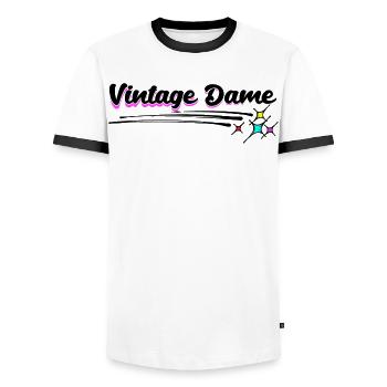 Grand-mère Vieille Femme Vintage Grand-mère Déclaration - T-shirt contrasté Homme - blanc/noir - Devant - AI Model Female 172 light (172cm) & AI Model Male 178 dark (178cm)