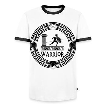 Guerrier grec antique (noir) - T-shirt contrasté Homme - blanc/noir - Devant - AI Model Female 172 light (172cm) & AI Model Male 178 dark (178cm)