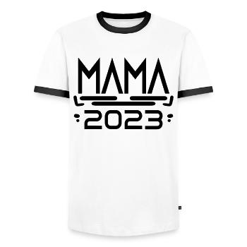 Mutter 2023 Mama Schwangerschaft Geburtstag - Männer Kontrast-T-Shirt - Weiß/Schwarz - Vorne - AI Model Female 172 light (172cm) & AI Model Male 178 dark (178cm)