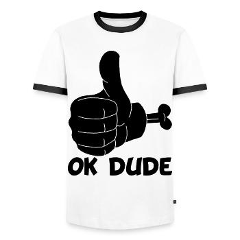 Ok Mann! (schwarz) - Männer Kontrast-T-Shirt - Weiß/Schwarz - Vorne - AI Model Female 172 light (172cm) & AI Model Male 178 dark (178cm)