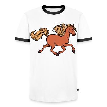 Horse fan Icelandic horses Gallop Icelandic horses - Men's Ringer Shirt - white/black - Front - AI Model Female 172 light (172cm) & AI Model Male 178 dark (178cm)