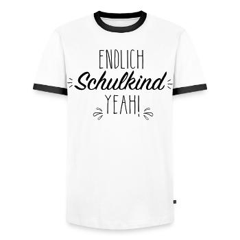Endlich Schulkind yeah - Männer Kontrast-T-Shirt - Weiß/Schwarz - Vorne - AI Model Female 172 light (172cm) & AI Model Male 178 dark (178cm)
