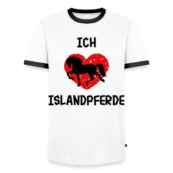 Ich Liebe Pferde Islandpferde Herz Statement - Männer Kontrast-T-Shirt - Weiß/Schwarz - Vorne - AI Model Female 172 light (172cm) & AI Model Male 178 dark (178cm)