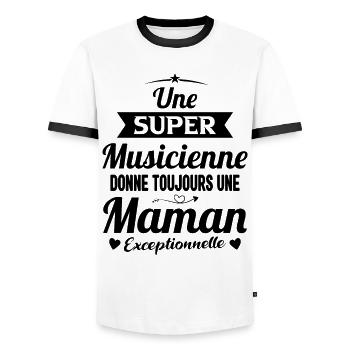 Musicienne Future Maman cadeau Drôle Annonce Mère - T-shirt contrasté Homme - blanc/noir - Devant - AI Model Female 172 light (172cm) & AI Model Male 178 dark (178cm)