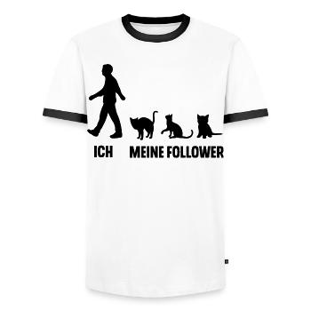 Ich Und Meine Follower Katze Katzen - Männer Kontrast-T-Shirt - Weiß/Schwarz - Vorne - AI Model Female 172 light (172cm) & AI Model Male 178 dark (178cm)