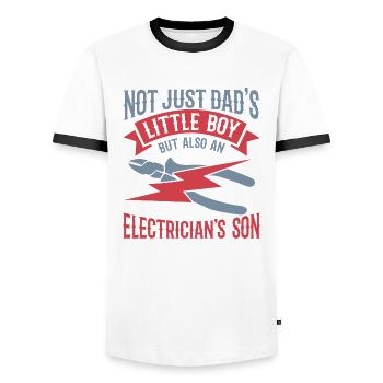 Son of an electrician - Men's Ringer Shirt - white/black - Front - AI Model Female 172 light (172cm) & AI Model Male 178 dark (178cm)