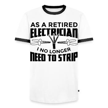 Électricien à la retraite - T-shirt contrasté Homme - blanc/noir - Devant - AI Model Female 172 light (172cm) & AI Model Male 178 dark (178cm)