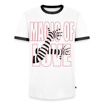 Magic of Love – Bold Romantic Statement Design - Männer Kontrast-T-Shirt - Weiß/Schwarz - Vorne - AI Model Female 172 light (172cm) & AI Model Male 178 dark (178cm)