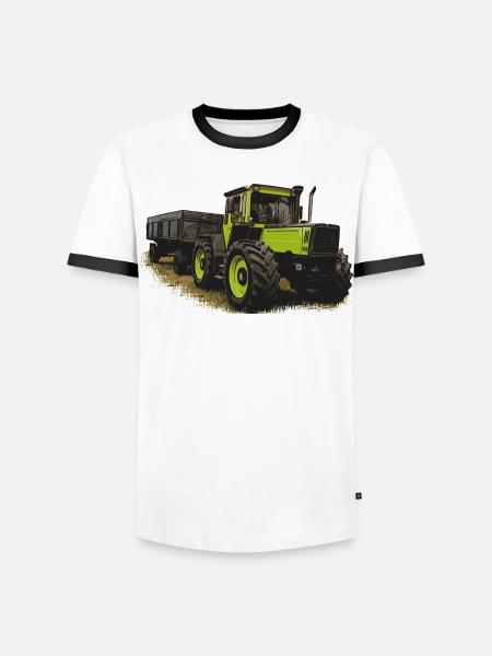 MB trac 1600 turbo with trailer - Men's Ringer Shirt - white/black
