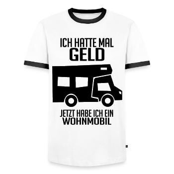 Wohnmobil Wohnwagen Campen Camping - Männer Kontrast-T-Shirt - Weiß/Schwarz - Vorne - AI Model Female 172 light (172cm) & AI Model Male 178 dark (178cm)