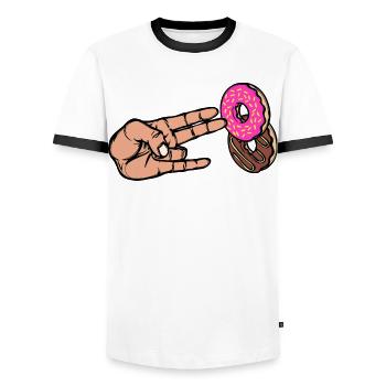 Nachspeise Donut Süßigkeiten Lecker Naschen - Männer Kontrast-T-Shirt - Weiß/Schwarz - Vorne - AI Model Female 172 light (172cm) & AI Model Male 178 dark (178cm)