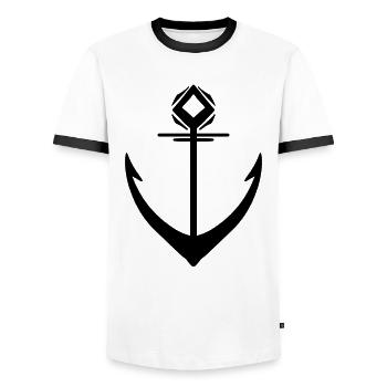 Ancre Noire - T-shirt contrasté Homme - blanc/noir - Devant - AI Model Female 172 light (172cm) & AI Model Male 178 dark (178cm)