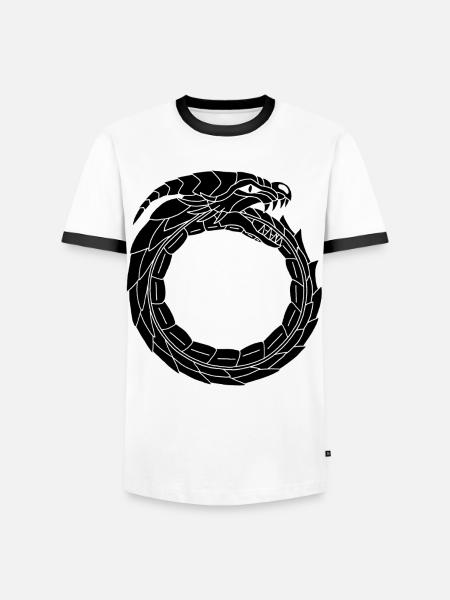 Devouring Black Dragon - Men's Ringer Shirt - white/black