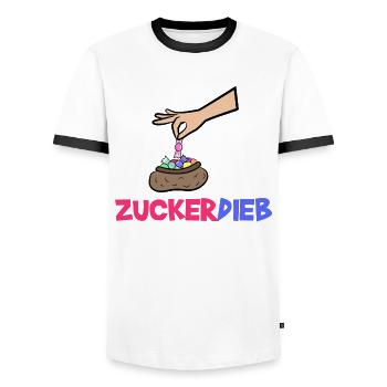 Bonbon Statement Süßigkeiten Naschkatzen - Männer Kontrast-T-Shirt - Weiß/Schwarz - Vorne - AI Model Female 172 light (172cm) & AI Model Male 178 dark (178cm)