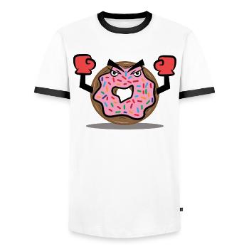 Cool Sweets Donut Sweet Tooth Snack - T-shirt contrasté Homme - blanc/noir - Devant - AI Model Female 172 light (172cm) & AI Model Male 178 dark (178cm)