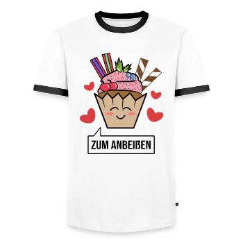 Süßigkeiten Statement Herz Nachspeise Naschen - Männer Kontrast-T-Shirt - Weiß/Schwarz - Vorne - AI Model Female 172 light (172cm) & AI Model Male 178 dark (178cm)