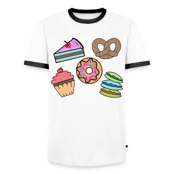 Bonbons Snack Cupcake Donut Cake Cuisson - T-shirt contrasté Homme - blanc/noir - Devant - AI Model Female 172 light (172cm) & AI Model Male 178 dark (178cm)