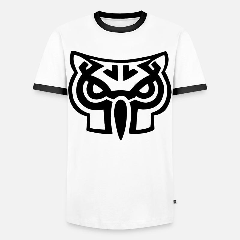 Schwarzer Eulenkopf - Männer Kontrast-T-Shirt - Weiß/Schwarz