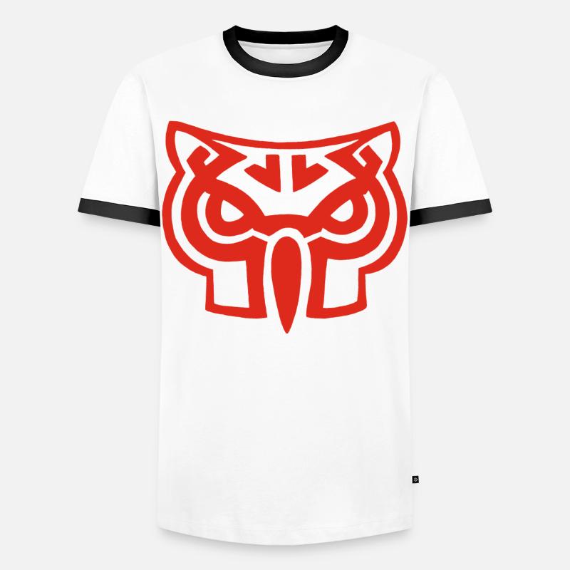 Roter Eulenkopf - Männer Kontrast-T-Shirt - Weiß/Schwarz