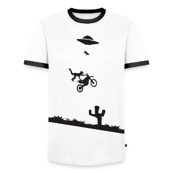 Motocross Stunt - Men's Ringer Shirt - white/black - Front - AI Model Female 172 light (172cm) & AI Model Male 178 dark (178cm)