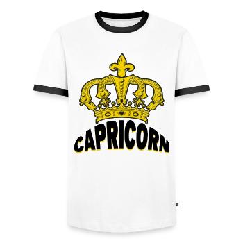 Capricorn Astrology Superstition Esoteric Saying - Men's Ringer Shirt - white/black - Front - AI Model Female 172 light (172cm) & AI Model Male 178 dark (178cm)