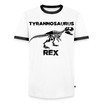 Schwarzes Tyrannosaurus-Skelett - Männer Kontrast-T-Shirt - Weiß/Schwarz - Vorne - AI Model Female 172 light (172cm) & AI Model Male 178 dark (178cm)
