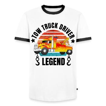 Conducteur de dépanneuse Legend Sunset - T-shirt contrasté Homme - blanc/noir - Devant - AI Model Female 172 light (172cm) & AI Model Male 178 dark (178cm)