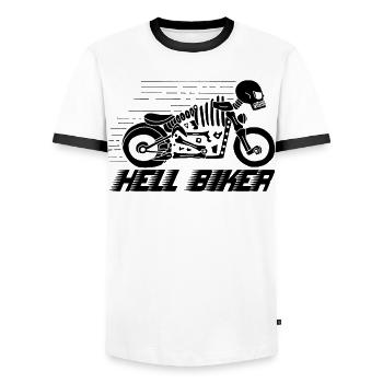Motorcycle black skeleton - Men's Ringer Shirt - white/black - Front - AI Model Female 172 light (172cm) & AI Model Male 178 dark (178cm)