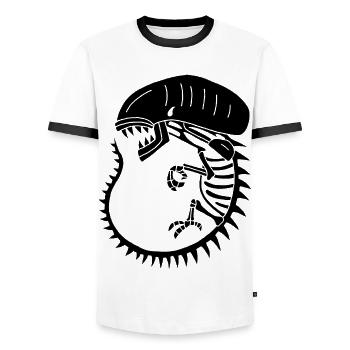 Squelette de monstre extraterrestre noir - T-shirt contrasté Homme - blanc/noir - Devant - AI Model Female 172 light (172cm) & AI Model Male 178 dark (178cm)