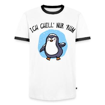 Kälte Pinguin Vogel Tier Eis Schnee Statement - Männer Kontrast-T-Shirt - Weiß/Schwarz - Vorne - AI Model Female 172 light (172cm) & AI Model Male 178 dark (178cm)