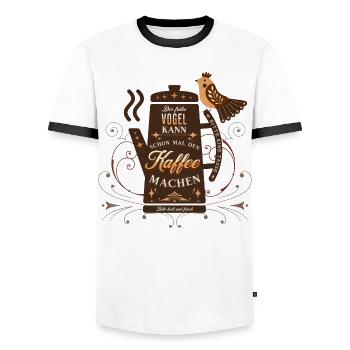 Der frühe Vogel kann den Kaffee machen Büro Spruch - Männer Kontrast-T-Shirt - Weiß/Schwarz - Vorne - AI Model Female 172 light (172cm) & AI Model Male 178 dark (178cm)