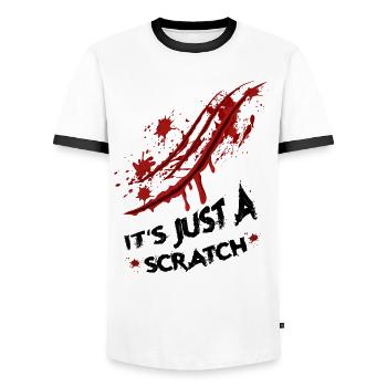 Juste une égratignure - T-shirt contrasté Homme - blanc/noir - Devant - AI Model Female 172 light (172cm) & AI Model Male 178 dark (178cm)